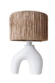 Opviq Lámpara de Mesa de Cerámica Blanco y Roble YL591